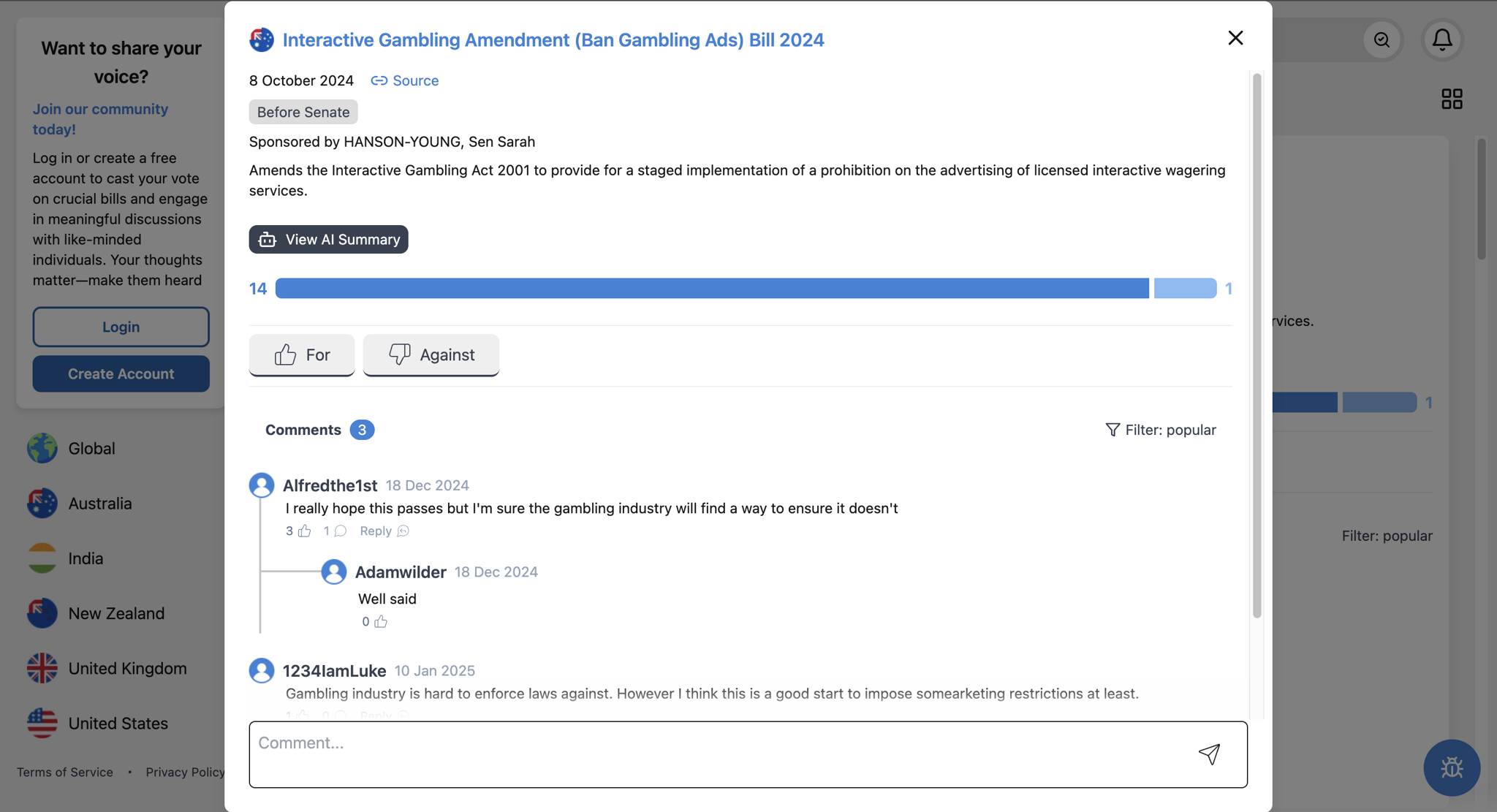 Bill Consensus discussion